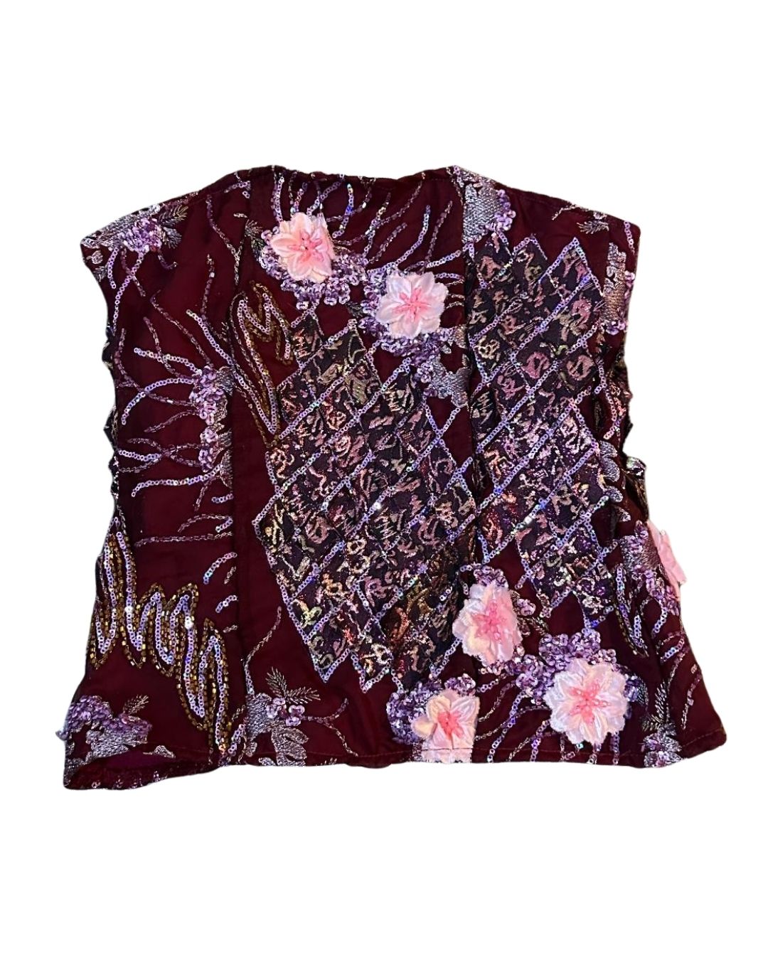Burgundy Bloom Corset Top (S)