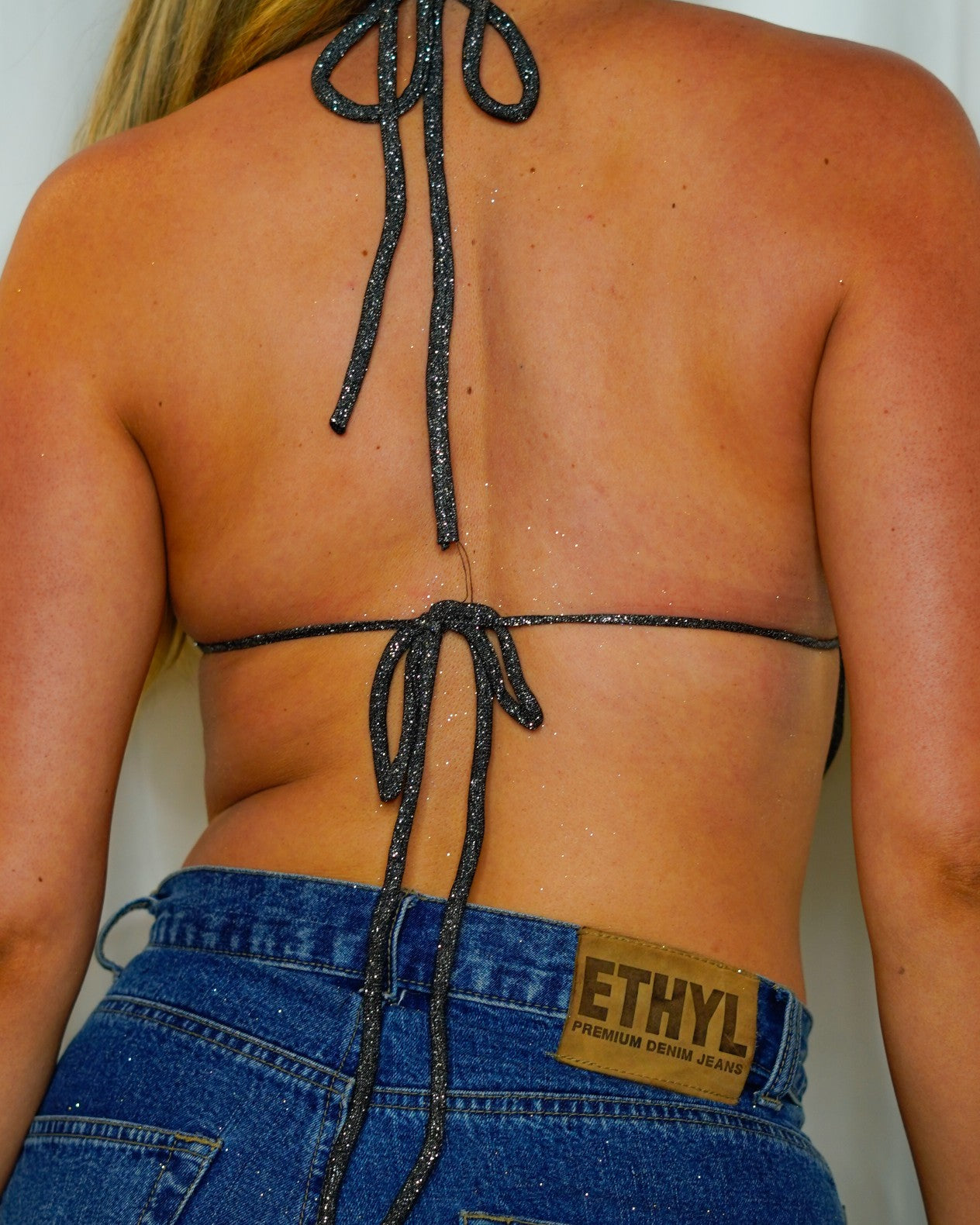 OOAK Black glitter top MEDIUM