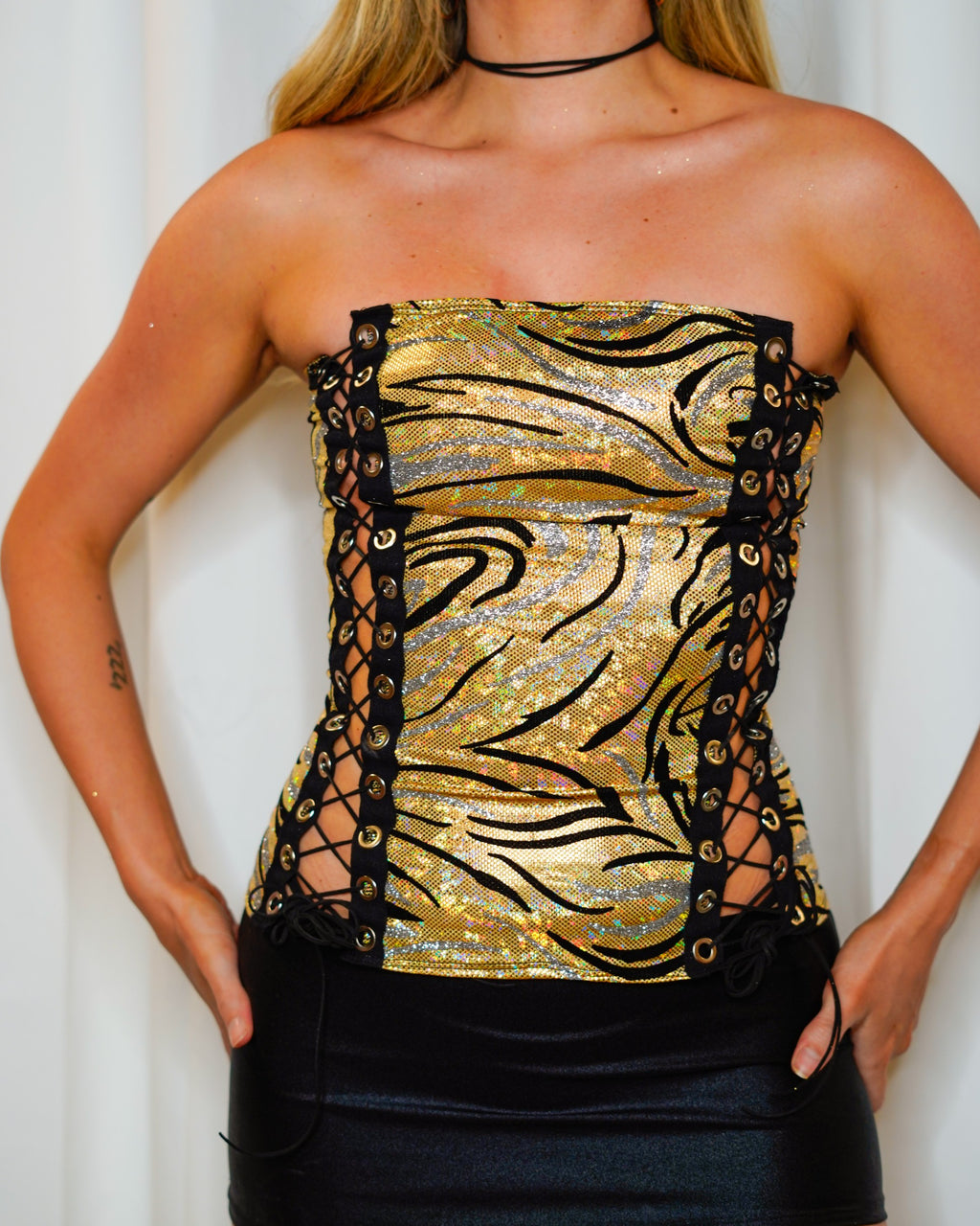 OOAK Gold sparkly corset SMALL