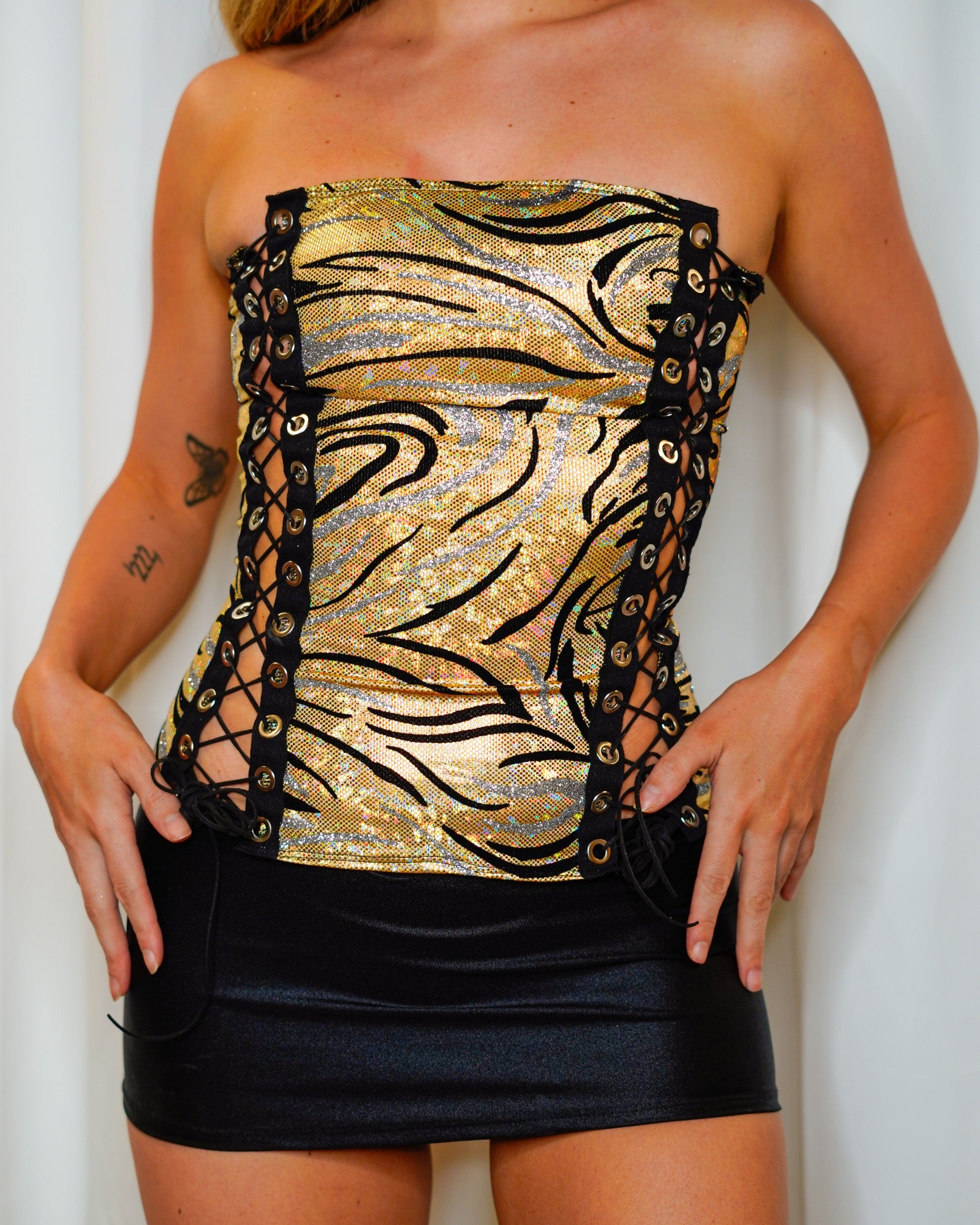 OOAK Gold sparkly corset SMALL